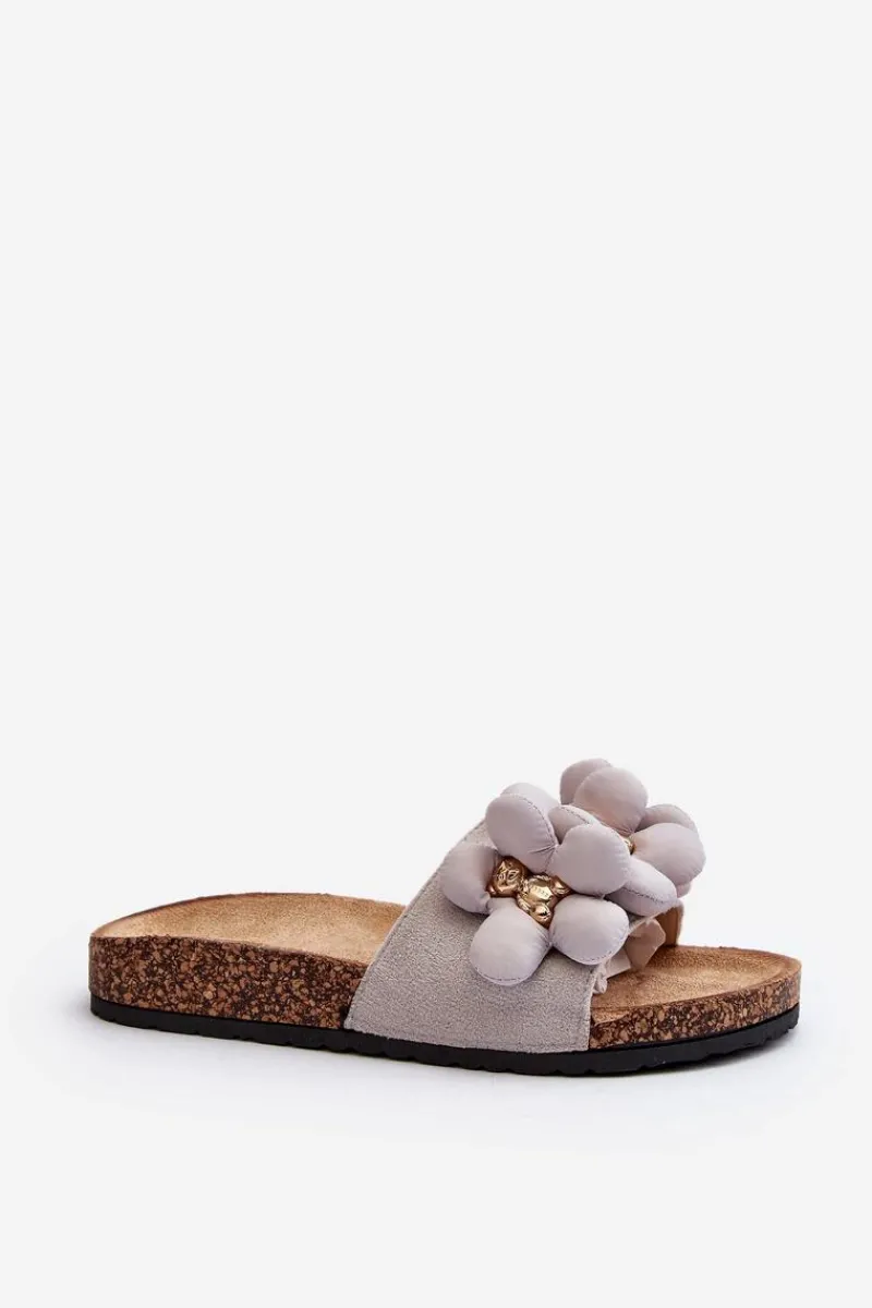 Best Boto Klapki Damskie Z Ozdobami Szare Bunlia Szary