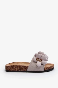 Best Boto Klapki Damskie Z Ozdobami Szare Bunlia Szary