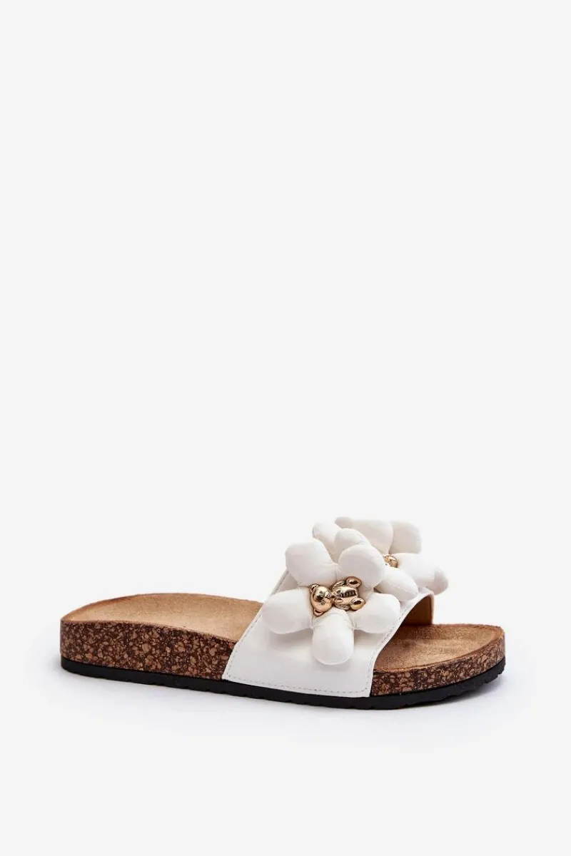 Klapki Damskie Klasyczne>Boto Klapki Damskie Z Ozdobami Białe Bunlia Biały