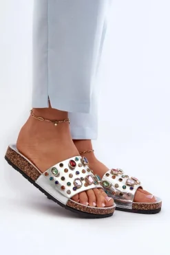 Sale Damskie buty S.Barski Klapki Damskie Z Ozdobami S.Barski MY122 Srebrne