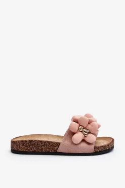 Outlet Boto Klapki Damskie Z Ozdobami Różowe Bunlia Różowy