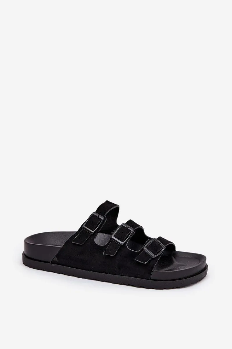 Klapki Korkowe|Klapki Na Platformie>Boto Klapki Damskie Z Paskami I Klamrami Czarne Uliri Czarny