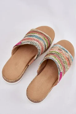 Outlet Klapki Damskie Z Plecionką Na Koturnie Multikolor Norozi Damskie Klapki Na Koturnie|Klapki Na Platformie