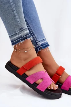 Sale Buty damskie Vinceza Klapki Damskie Z Rzepem Vinceza 17401 Fuksja