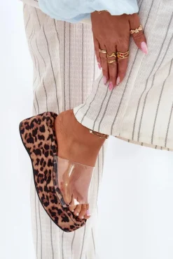 Outlet Klapki Damskie Z Transparentnym Paskiem Na Koturnie Panterka Meltiana Damskie Klapki Na Koturnie|Klapki Na Platformie