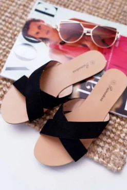 Hot Boto Klapki Damskie Zamszowe Czarne Fenefe