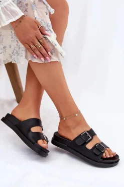 Best Klapki Damskie Ze Srebrnymi Klamrami Czarne Sonarea Damskie Klapki Na Platformie|Klapki Damskie Klasyczne