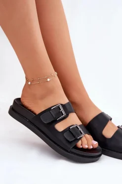 Best Klapki Damskie Ze Srebrnymi Klamrami Czarne Sonarea Damskie Klapki Na Platformie|Klapki Damskie Klasyczne