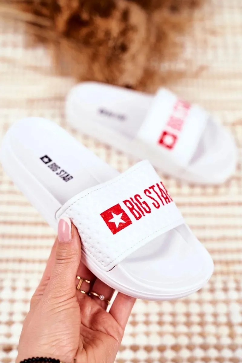 Discount Klapki Dziecięce Big Star Białe Pikowane GG374803 Dzieci Chłopięce|Dziewczęce