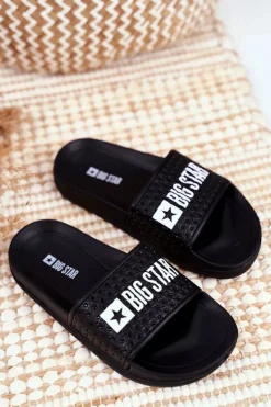 Chłopięce|Dziewczęce>Big Star Shoes Klapki Dziecięce Big Star Czarne Pikowane GG374800