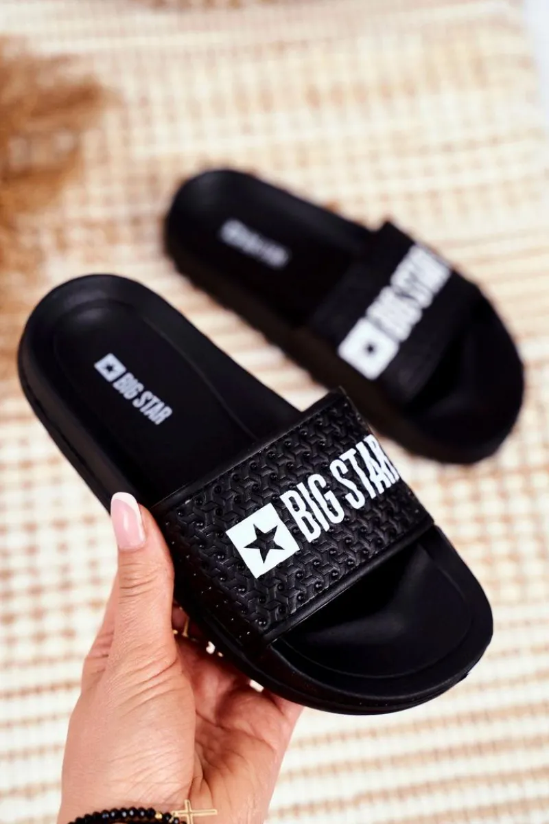 Chłopięce|Dziewczęce>Big Star Shoes Klapki Dziecięce Big Star Czarne Pikowane GG374800