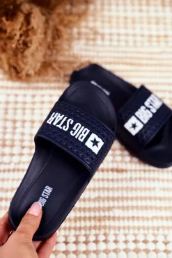 Online Big Star Shoes Klapki Dziecięce Big Star Granatowe Pikowane GG374802