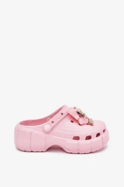 Clearance Klapki Dziecięce Dziewczęce Piankowe Z Kokardką I Ozdobami Różowe Selvana Dzieci Dziewczęce