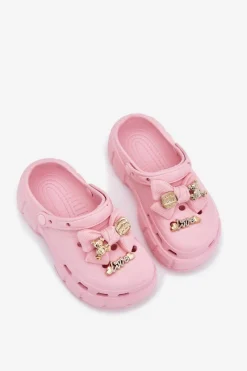 Clearance Klapki Dziecięce Dziewczęce Piankowe Z Kokardką I Ozdobami Różowe Selvana Dzieci Dziewczęce