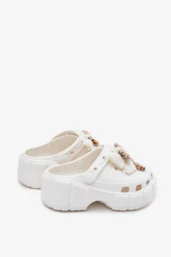 Best Klapki Dziecięce Dziewczęce Piankowe Z Kokardką I Ozdobami Białe Selvana Dzieci Dziewczęce