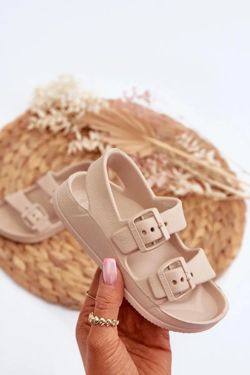 Chłopięce|Dziewczęce>Big Star Shoes Klapki Dziecięce Lekkie Z Klamrami BIG STAR NN374539 Beżowe