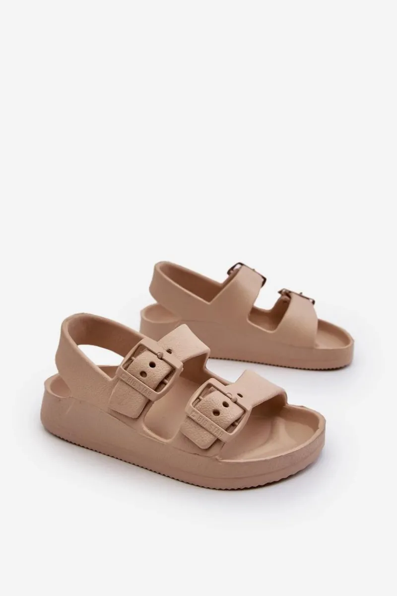 Sale Big Star Shoes Klapki Dziecięce Lekkie Z Klamrami BIG STAR NN374544 Beżowe Beżowy