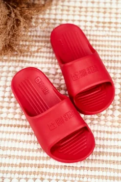 Discount Big Star Shoes Klapki Dziecięce Młodzieżowe Big Star Czerwone GG374809