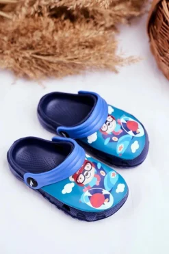 Online Klapki Dziecięce Piankowe Kroksy Granatowe Miś Pilot SuperFly Dzieci Chłopięce