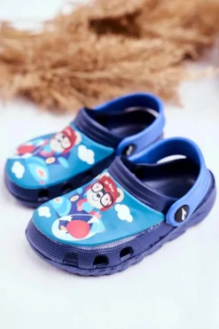 Online Klapki Dziecięce Piankowe Kroksy Granatowe Miś Pilot SuperFly Dzieci Chłopięce