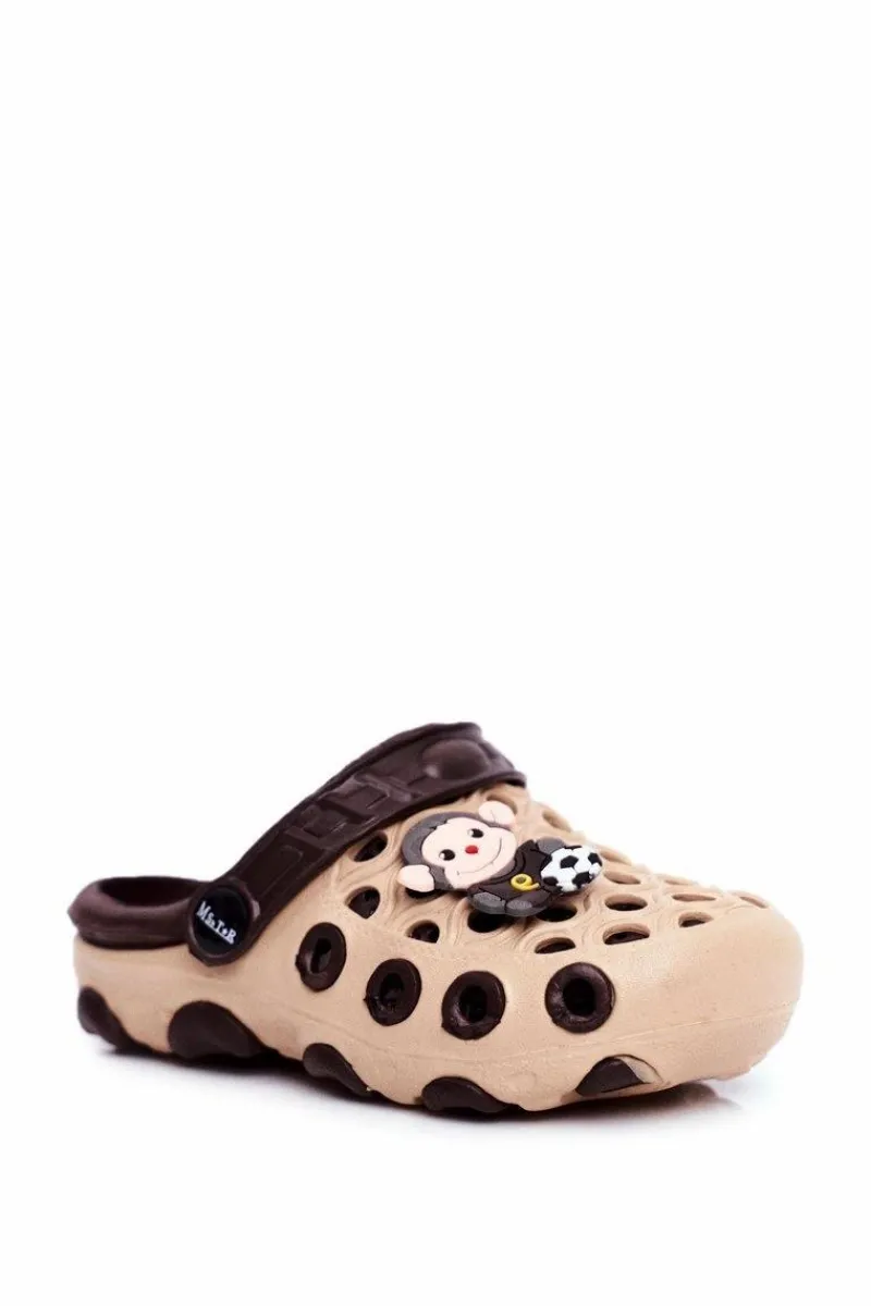 Chłopięce>Boto Klapki Dziecięce Piankowe Kroksy Brązowe Małpka Footballer