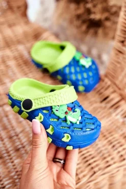 Sale Boto Klapki Dziecięce Piankowe Kroksy Niebiesko-Zielone Krokodyl