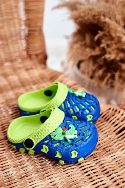 Sale Boto Klapki Dziecięce Piankowe Kroksy Niebiesko-Zielone Krokodyl