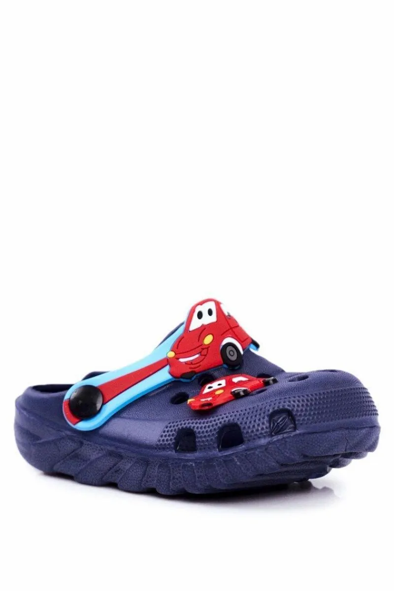Chłopięce>Boto Klapki Dziecięce Piankowe Kroksy Granatowe Auta Bruno