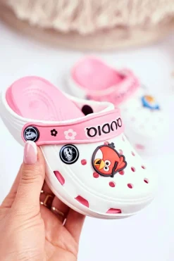 Dziewczęce>Boto Klapki Dziecięce Piankowe Kroksy Białe Ptaszki AngryBirds