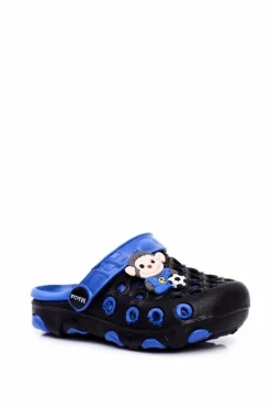 Best Klapki Dziecięce Piankowe Kroksy Czarne Małpka Footballer Dzieci Chłopięce