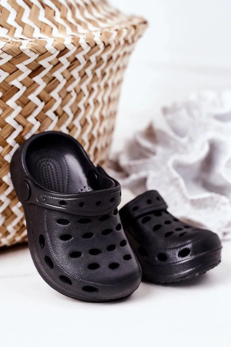 Chłopięce|Dziewczęce>Boto Klapki Dziecięce Piankowe Kroksy Czarne Lucas