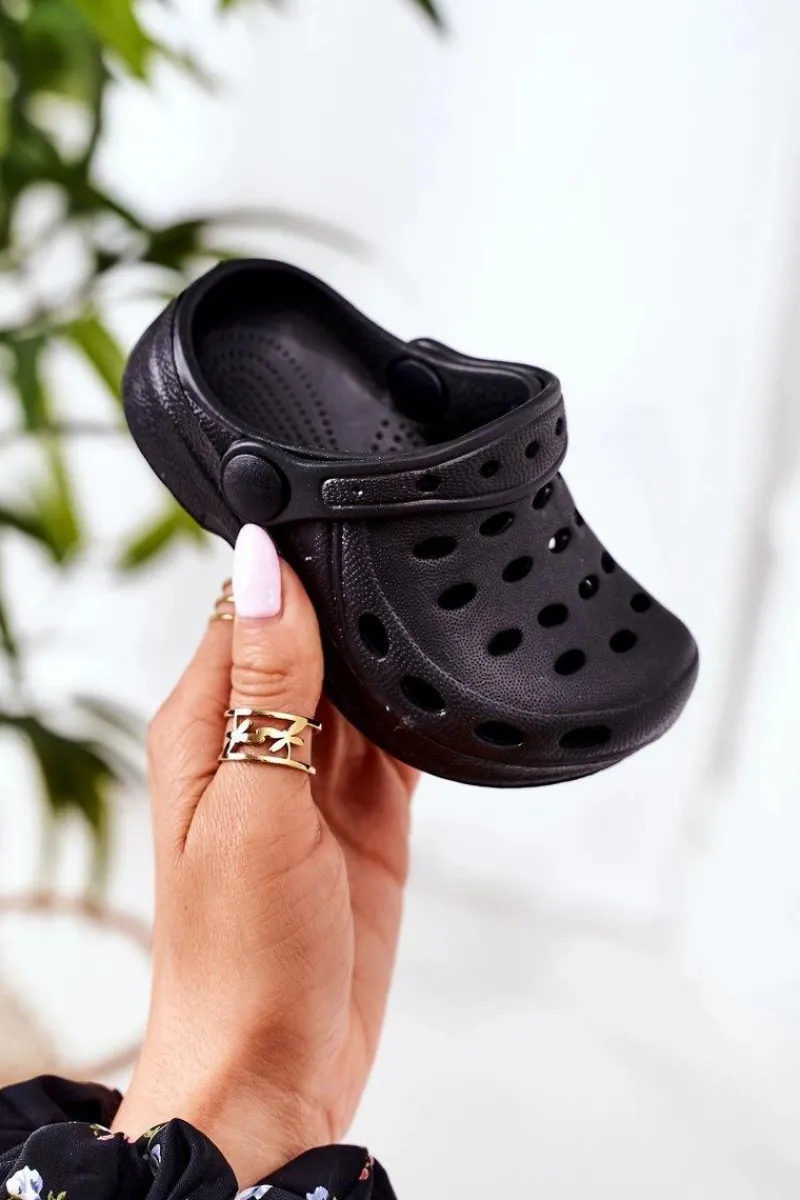 Chłopięce|Dziewczęce>Boto Klapki Dziecięce Piankowe Kroksy Czarne Lucas