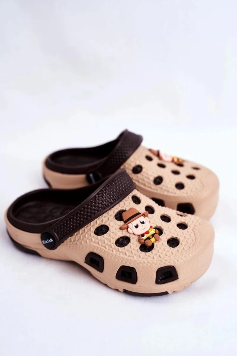 Sale Boto Klapki Dziecięce Piankowe Kroksy Brązowe Kowboj