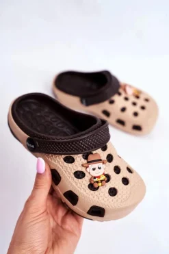 Sale Boto Klapki Dziecięce Piankowe Kroksy Brązowe Kowboj