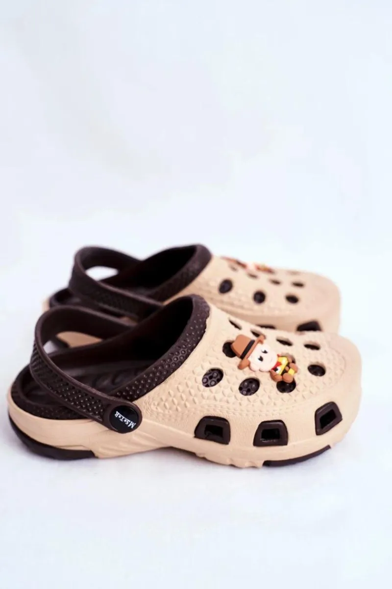 Sale Boto Klapki Dziecięce Piankowe Kroksy Brązowe Kowboj