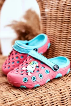 Dziewczęce></noscript>Boto Klapki Dziecięce Piankowe Kroksy Czerwone Królik Zoë