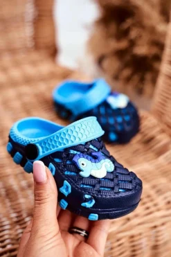 Sale Klapki Dziecięce Piankowe Kroksy Granatowe Konik Morski Dzieci Chłopięce