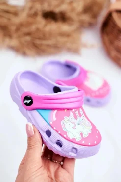 Online Klapki Dziecięce Piankowe Kroksy Fioletowe Kucyki Pony Dzieci Dziewczęce