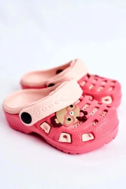 Sale Klapki Dziecięce Piankowe Kroksy Czerwone Sweet Teddy Dzieci Dziewczęce