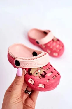 Sale Klapki Dziecięce Piankowe Kroksy Czerwone Sweet Teddy Dzieci Dziewczęce