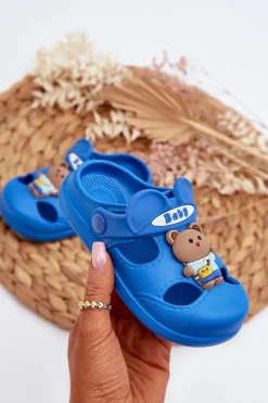 Chłopięce|Dziewczęce>Boto Klapki Dziecięce Piankowe Z Ozdobą e Opleja Niebieski