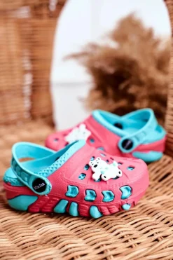 Dziewczęce></noscript>Boto Klapki Dziecięce Piankowe Kroksy Czerwone Miś Polarny Oddie