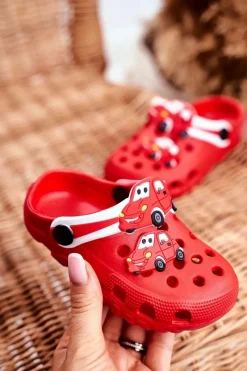 Outlet Klapki Dziecięce Piankowe Kroksy Czerwone Auta Bruno Dzieci Chłopięce