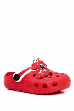 Outlet Klapki Dziecięce Piankowe Kroksy Czerwone Auta Bruno Dzieci Chłopięce