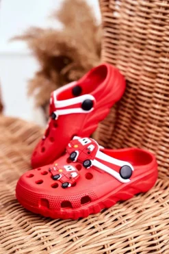 Outlet Klapki Dziecięce Piankowe Kroksy Czerwone Auta Bruno Dzieci Chłopięce