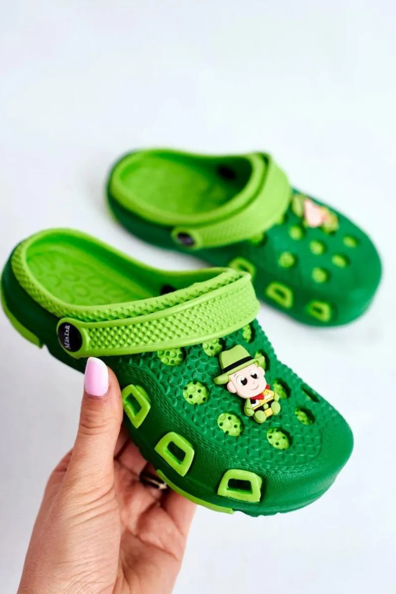 Chłopięce>Boto Klapki Dziecięce Piankowe Kroksy Zielone Kowboj