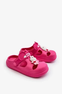 Clearance Boto Klapki Dziecięce Piankowe Z Ozdobą Fuksja Opleja Różowy