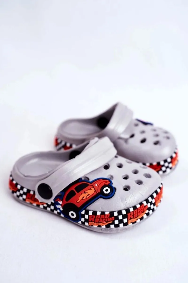 Hot Boto Klapki Dziecięce Piankowe Kroksy Szare Road Racing