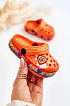 Clearance Klapki Dziecięce Piankowe Kroksy Pomarańczowe Charie Dzieci Dziewczęce