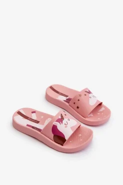 Outlet Ipanema Klapki Dziewczęce Z Jednorożcem 83474 Urban V Slide Kids Różowe
